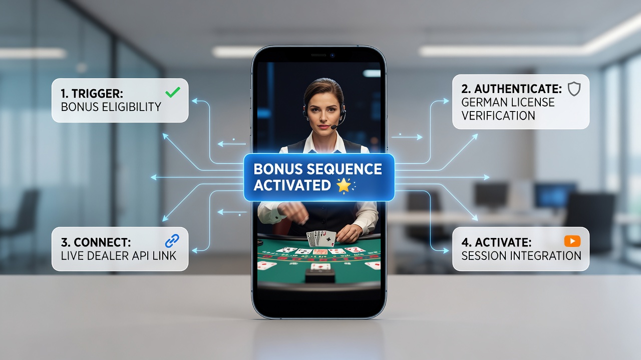 Mobile App-Oberfläche mit aktiviertem Live-Dealer-Bonus